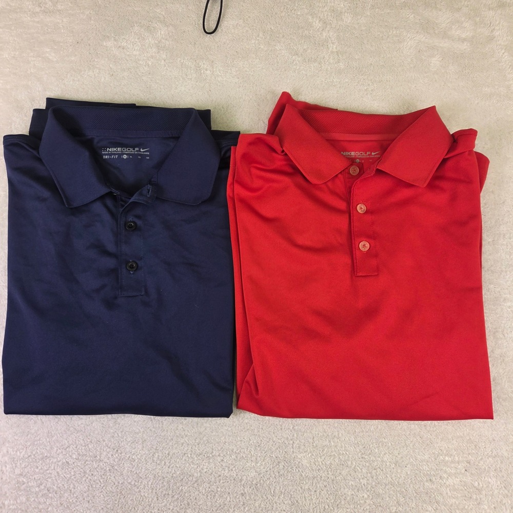 Nike Golf Dri-FIT Polo Shirt Bundle 2 Pack Navy Blue Red Mens XL Short Sleeve